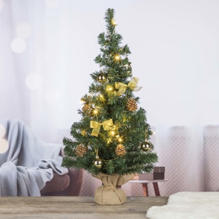 Weihnachtsbaum 75cm hoch, gold mit 20 warm weißen LEDs