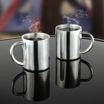 2 Pcs Stainl/Steel Double-Wall Mug Set 230ml, double-walled and isolated
