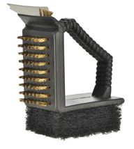 Grill cleaning brush with stainless steel scraper