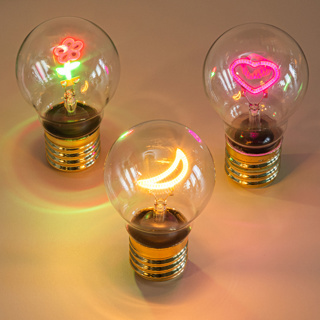LED Glühbirne mit verschiedenen Motiven Herz, Blume oder Halbmond