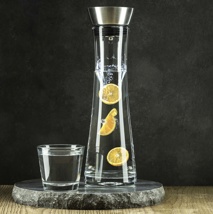 Wasserkaraffe aus Glas, 1 Liter mit praktischem Ausgießer