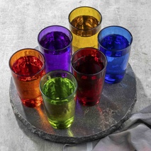 Trinkgläser, 6er Set in 6 verschiedenen Farben 