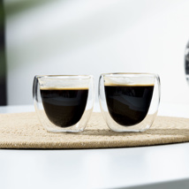 Espresso Glas, 80ml 2er Set  doppelwandig, ca. 6,3 x 6,4cm 