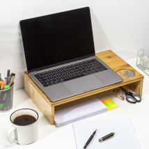 Laptop-Ständer / Monitorerhöhung aus Bambus  Maße: ca. 40 x 25 x 9,5cm 