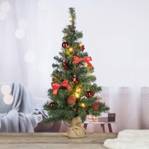 Weihnachtsbaum 75cm hoch, rot mit 20 warmweißen LED