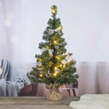 Weihnachtsbaum 75cm hoch, silber mit 20 warm weißen LEDs
