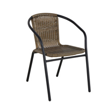 steel rattan stacking chair, cappuccino