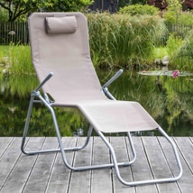 deckchair with textile cover size: 205 x 65 x 44/114cm /Color taupe
