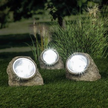 Solar-Stein mit 4 LED, 3er Set Maße: ca. 14,5 x 12 x 11cm