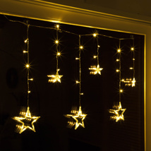 LED Batterie-Sternenvorhang mit 63 warm weißen LEDs