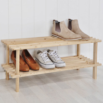 Schuhregal aus Holz mit zwei Böden mit FSC® Maße: ca. 74 x 26 x 29,5cm