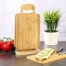 6 Pcs Bamboo Board with Rack oil finishing