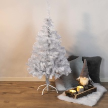 Weihnachtsbaum 120cm hoch, weiß mit Metallständer und Ästen aus Kunststoff