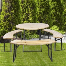 wooden beer table set table with three benches