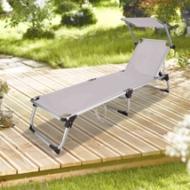 Sunlounger with Sunshade Dimensions: 187 x 60 x 30 cm; taupe