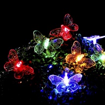 LED Solar Lichterkette Schmetterling mit 24 bunten LED 
