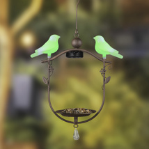 solar bird feeding station with color changing LED