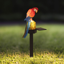 LED Solar Papagei Gartenstecker mit einer warmweißen LED