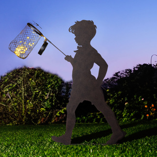 LED Solar Gartenstecker Junge mit Kescher ca. 49,5 x 10 x 90 cm